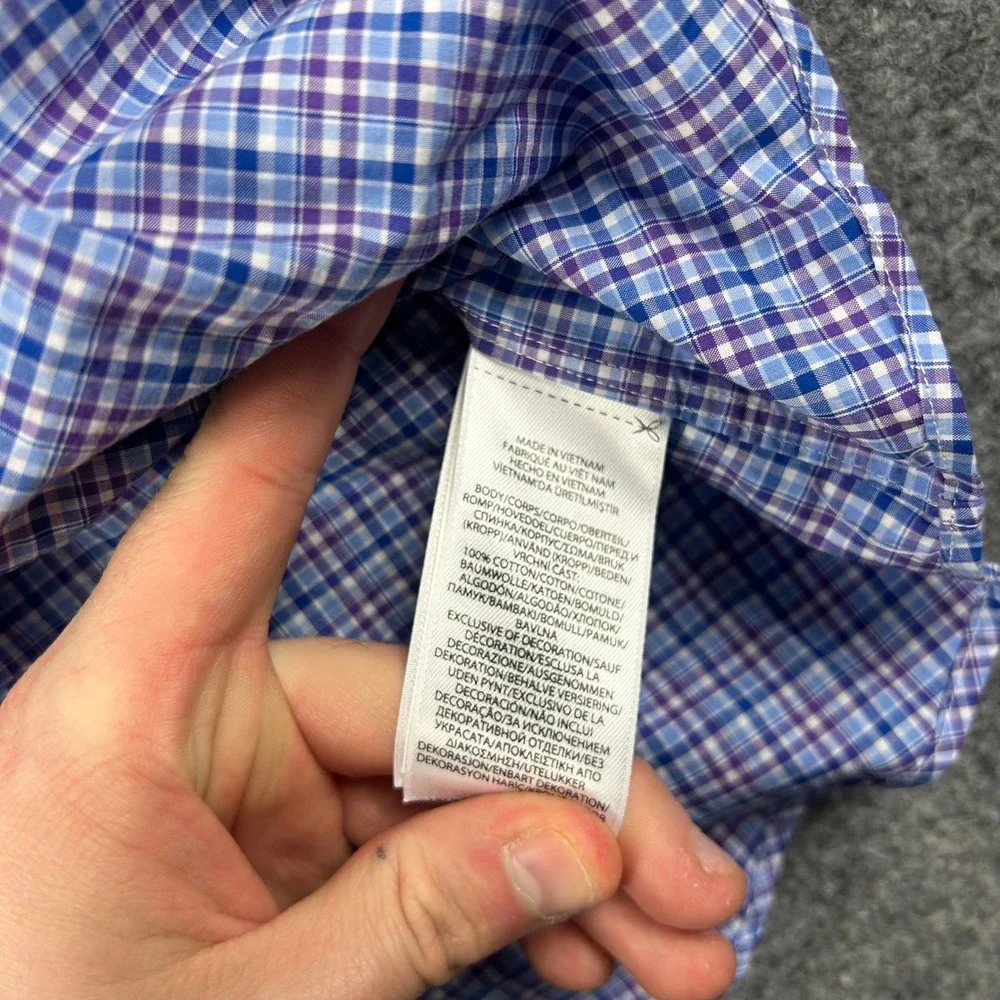 Ralph Lauren Button Down‎ Shirt Mens M Blue Purple Plaid Classic Fit Long Sleeve